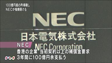 ＮＥＣ１００億超所得隠し 海外携帯事業撤退で補償金上乗せ